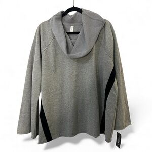 Ideology Gray Cowl Neck Sweatshirt Black Side Panels Bell Sleeve. Size 2X